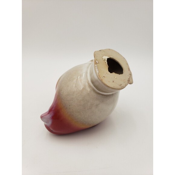 Vintage Ceramic Bird Figurine Red & Off White Or Light Beige 4" Unmarked - Picture 8 of 10